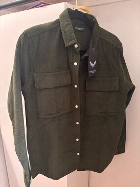 Brave Soul Men's Dark Olive Corduroy Shirt Jacket